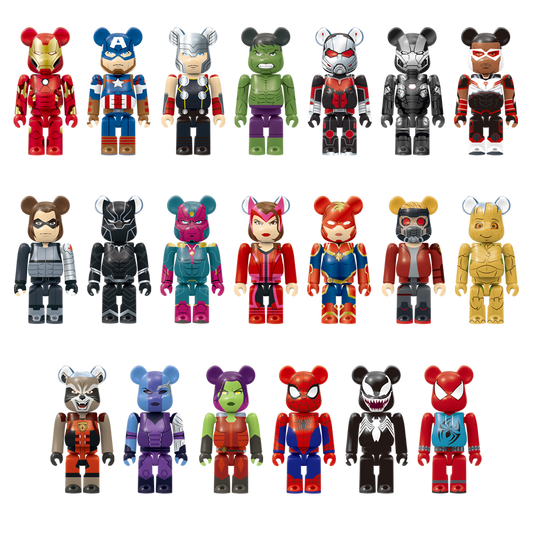 BE@RBRICK Happy Kuji "MARVEL" (2021) - collection complète de 20 figurines individuelles