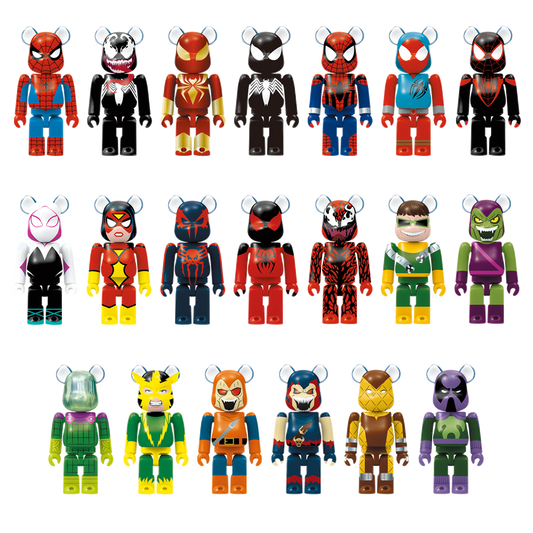 BE@RBRICK Happy Kuji "Spider-Man" (2022) - collection complète de 20 figurines individuelles