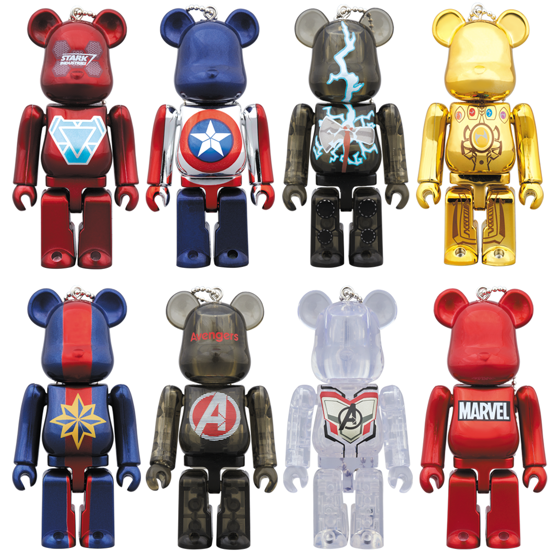 BE@RBRICK Happy Kuji "Avengers: Endgame" (2019) - komplette Kollektion aus 8 Einzelfiguren