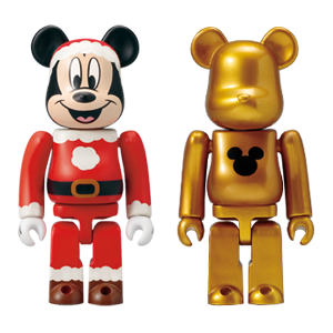 BE@RBRICK A - Mickey Mouse Version Père Noël &amp; Or Métallisé (100%)