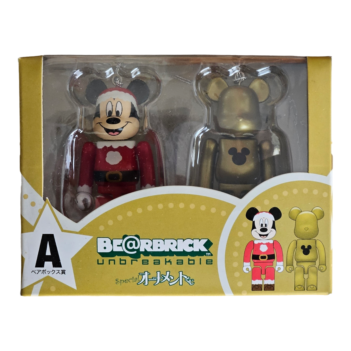 BE@RBRICK A - Mickey Mouse Version Père Noël &amp; Or Métallisé (100%)