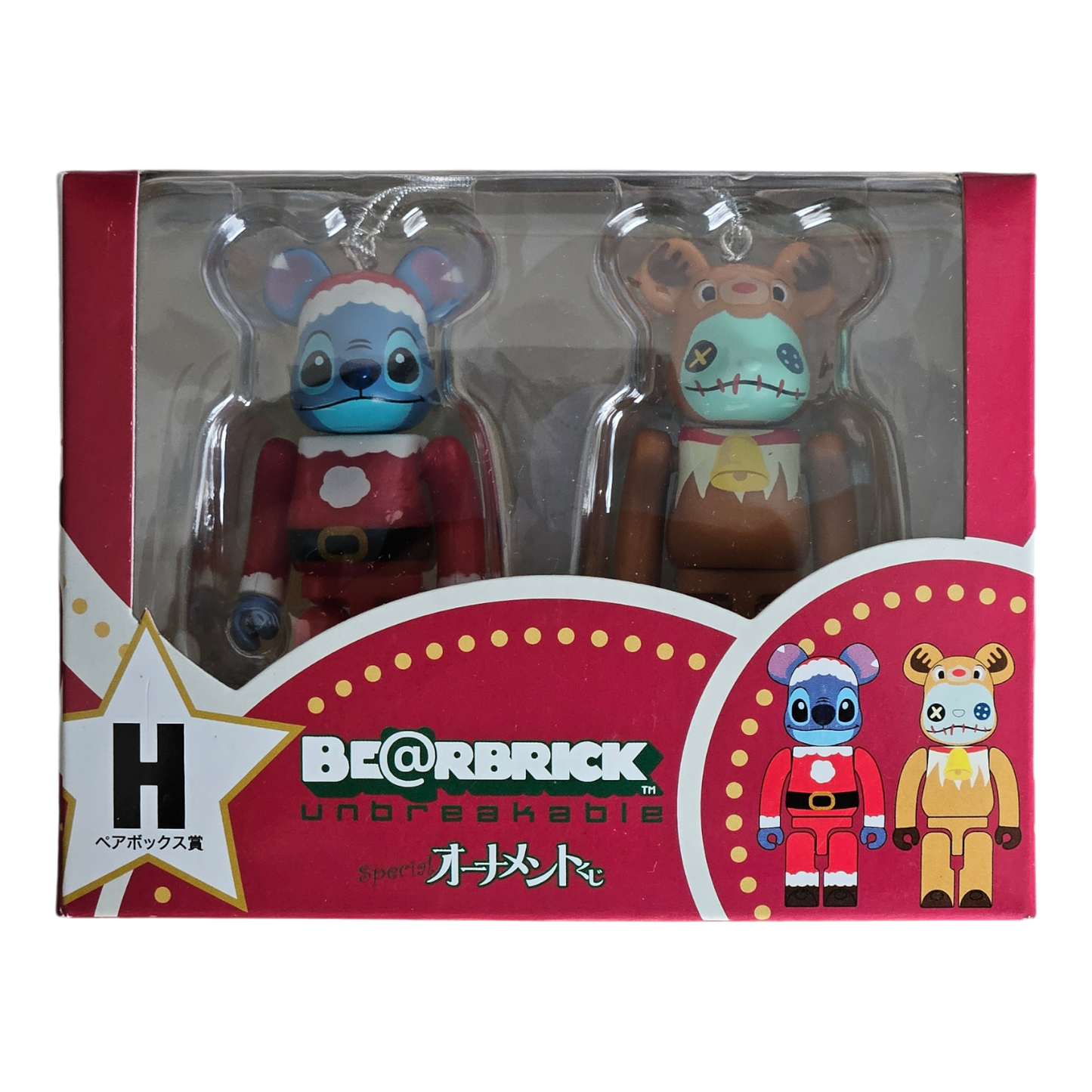 BE@RBRICK H - Stitch Santa Version & Scramble Reindeer Version (100%)