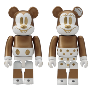 BE@RBRICK J - Mickey Mouse Version Or &amp; Blanc &amp; Minnie Mouse Version Or &amp; Blanc (100%)