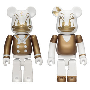 BE@RBRICK K - Donald Duck Gold & White Version & Daisy Duck Gold & White Version (100%)