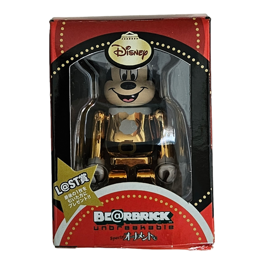 BE@RBRICK L@ST - Mickey Mouse Version Père Noël Doré (100%)