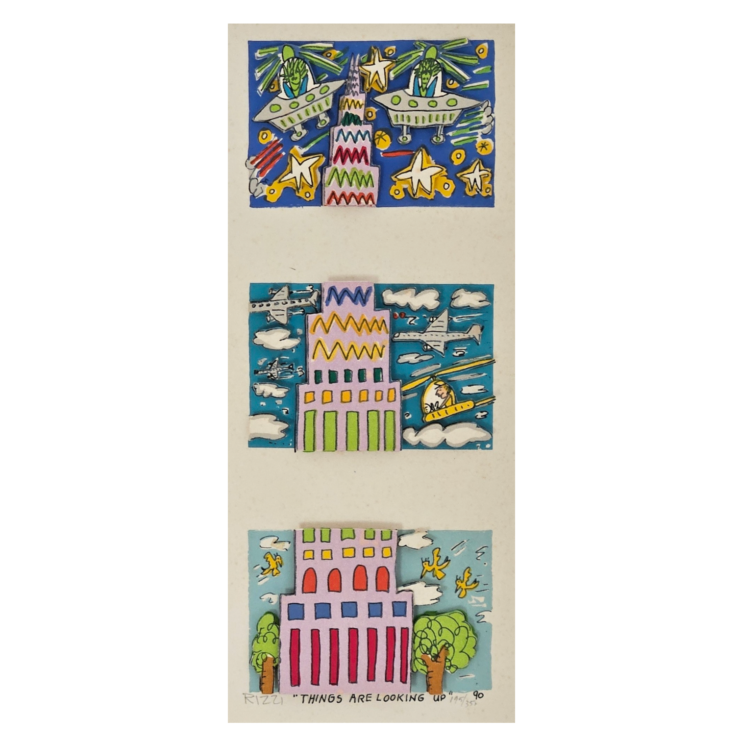 James Rizzi Things Are Looking Up 1990 Zaiser Art GbR James rizzi things are looking up 1990 zaiser art gbr
