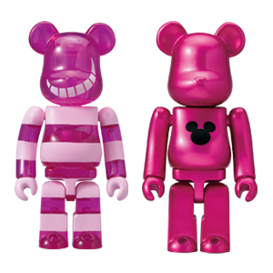 BE@RBRICK N - Version corps transparent du chat du Cheshire et rose métallisé (100%)