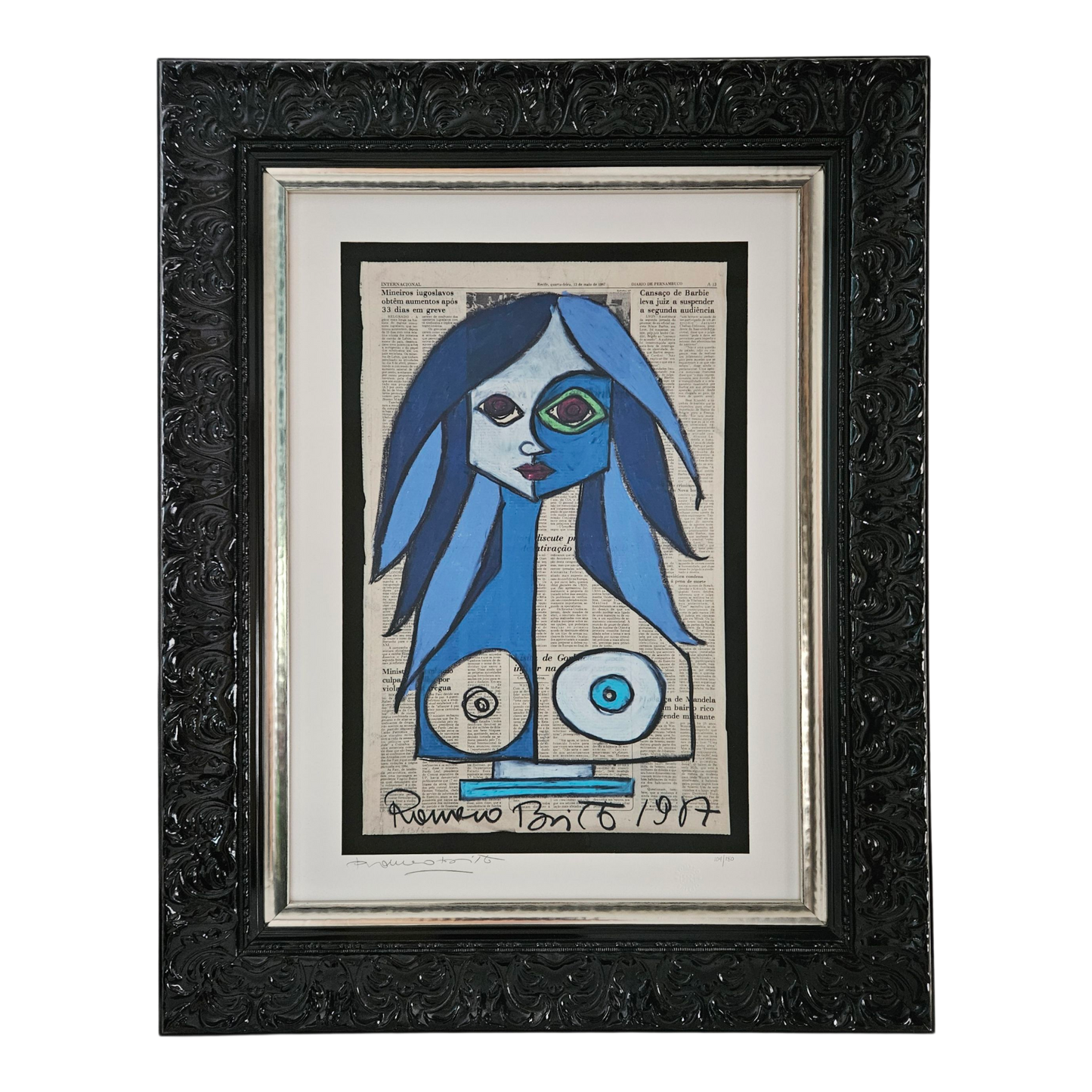 Romero Britto "Deep Blue" (2014) – mit Rahmen