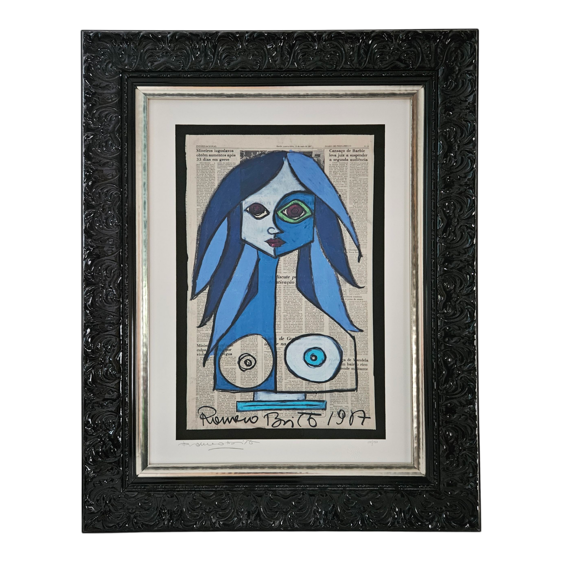 Romero Britto "Deep Blue" (2014) – mit Rahmen